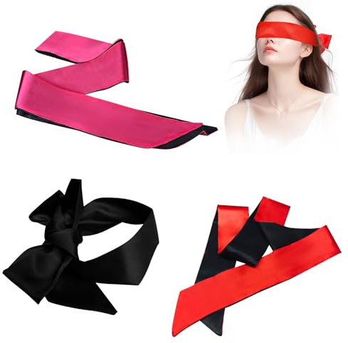 Yesimola 3 Stück Satin-Augenmaske,Weiche Schlafmaske 150 x 7 cm Verstellbare，Satin Schlafmaske, für Frauen Männer Nachtschlaf Reise Nickerchen Meditation,Schlafen Reise-Augenmaske