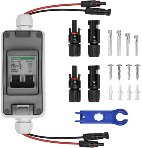 Sorlpv PV Sicherungsautomat 32A 2P DC Trennschalter PV Anlage 1000V Mit Solarstecker Kabel, IP65 Wasserdicht Leitungsschutzschalter Photovoltaik für Solar Anlage