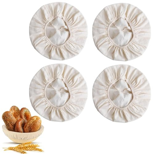 4 Pcs Round Bread Proofing Basket Cloth Liner,Baking Dough Basket Cover,Rattan Banneton Liner for Sourdough(10 inch)