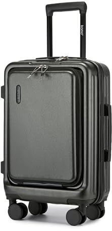 Kono Hartschale Koffer Reisekoffer ABS+PC Trolley Klein 40 Liter Handgepäck Koffer 57x38x22cm TSA-Schloß kabinenkoffer 4 Spinnerräder Rollkoffer & Teleskopgriff Suitcase(Grau)
