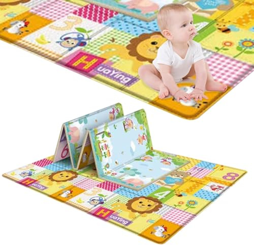 CGACCSD Alfombra Bebé, Juego para, 180x100cm Piso de Espuma Gruesa Plegable Rastrear Alfombra, Reversible Suelo Grueso Impermeable Doble Cara Aplicar En Interior Y Exterior