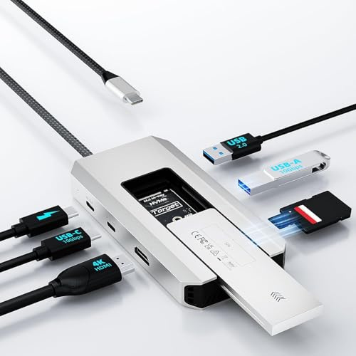 WAVLINK 10 Gbps USB-C Hub con M.2 PCIe/SATA SSD, HDMI, 100 W-PD, USB-A&C 3.2/2.0, SD&TF, Compatible con MacBook/Chromebook/DELL/HP/Lenovo