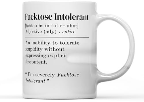 SMARTYPANTS Fu*ktose Intolerant Dictionary Definition Mug - White Coffee Mug - Birthdays Christmas Funny Presents Celebration Novelty Oldi Large Handle Dino Coated Dishwasher/Microwave