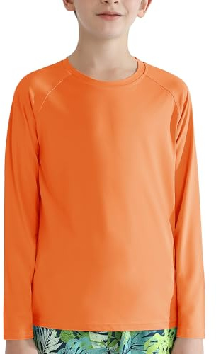 Valcatch Boy's Girls UPF 50+ Long Sleeve Swim Rash Vest, Orange, 8-9 Years