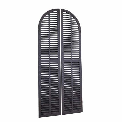 Loberon Deko-Paneel Qixalvo, Vintage-Fensterladen-Optik, Rustikaler Charme, Zeitlose Ausstrahlung, Wanddeko, Wandobjekt, Kiefernholz, Eisen, schwarz/dunkelblau