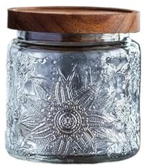 Lijiaxiuyc-101 burriera Burriera in Vetro con Motivo cubico in Rilievo utilizzata in Cucina for conservare i Chicchi di caffè con Coperchio