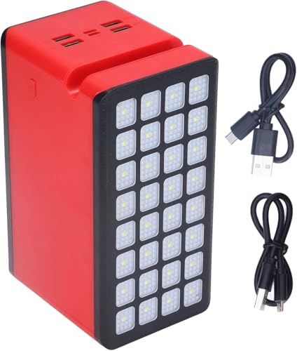 Power Bank, caricabatterie solare, caricabatterie portatile per telefono cellulare da 32 LED, 100000 mAh, con 4 porte USB, 3 modalità di illuminazione per campeggio e pesca.