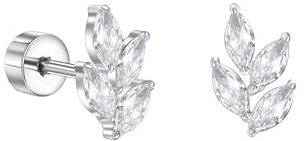 Titan Ohrringe Hypoallergen Damen Herren Mädchen G23 Titan Ohrstecker mit Schraubverschluss Kleine Opal Zirkonia Ohrstecker 20G 6mm