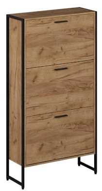 Vicco Shoe tipper Folda, Goldkraft oak/black, 63 x 119 cm with 3 tilting compartments