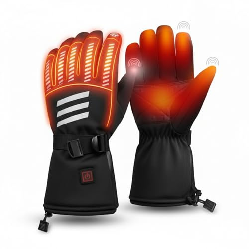 Inoamity Beheizbare Handschuhe Herren & Damen mit 7.4V 3000mAh Akku, 3-Stufen Heizung (40-65°C), Skihandschuhe Wasserdicht & Touchscreen für Winter Ski, Motorrad, Radfahren, Wandern, L
