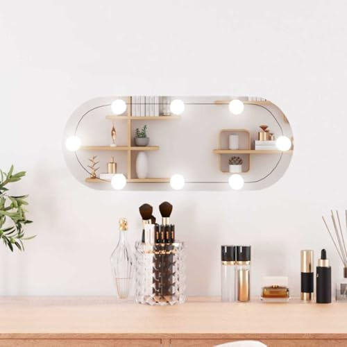 Specchio da Parete con Luci LED Ovale in Vetro, Montaggio a Parete, con Interfaccia USB e Modalità di Luce Regolabile, Specchio Bagno LED Moderno per Camera da Letto, Ingresso o Toilette, 20x50 cm