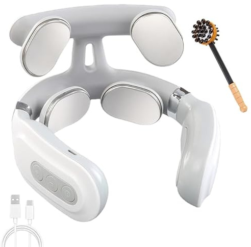 Neuro Relief Device, Portable Neck Massager with 4-Head Design, Neck Massager for Necks Pain, Six Massage Modes, Relieves Deep Neck Muscle Tension, Reduces Neck Pain and Headaches