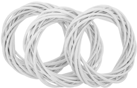 Cabilock Lot de 3 Couronnes Rustiques en Brindilles Blanches 20 Cm Anneau Rotin Naturel pour Décoration de Vigne, Bricolage Couronne de Porte et Fête Saisonnière