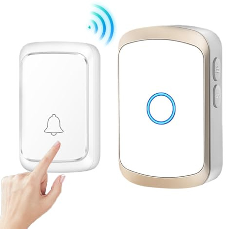 Kit campanello wireless - Mini suoneria per campanello per porta, dispositivo suoneria impermeabile, suono del garage di casa hotel, pulsante compatto | Ideale per Ville Giardini Ospedali Uffici Appar