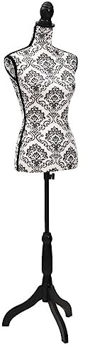 vidaXL Buste de Couture Mannequin Femme Noir et Blanc Buste Vitrines Boutique