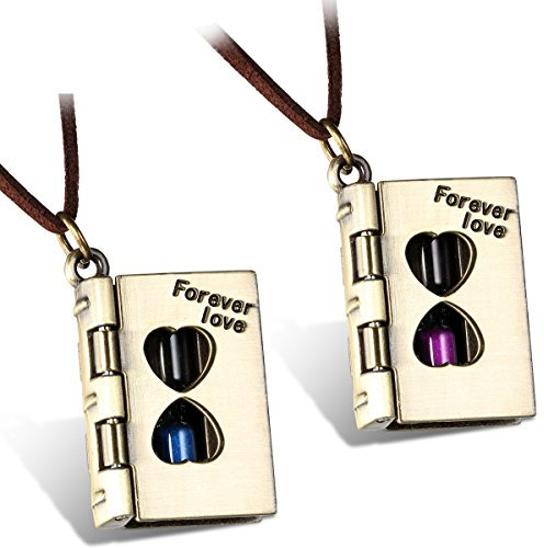 Flongo Men's Womens Fashion 2PCS Alloy Love Letter Forever Love Sandglass Hourglass Pendant Necklace, 15-31 inch Chain