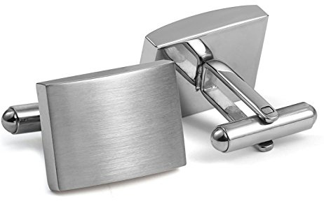FIBO STEEL Stainless Steel Silver Cufflinks for Men Tuxedo Cufflinks and Studs for Wedding, Business, Formal Events Classic Custom Cuff Links for Men