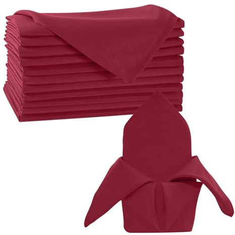 Trimming Shop 50 cm vinröd polyester bordsservetter, 50 x 50 cm fyrkantig, återanvändbar, skrynkelbeständig tygservetter för middagar, evenemang, bröllop, restauranger och hotell, 10 st