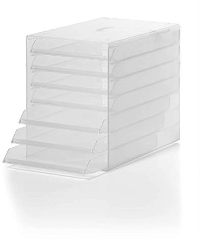 Durable Schubladenbox Idealbox, 7 Fächer, transparent, 1712000400 | Ablagesystem für Dokumente bis Format C4, Maße 250 x 322 x 365 mm, Ordnungssystem für Schreibtisch & Regal