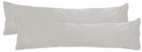 npluseins 2er-Pack Jersey Seitenschläfer Bezug, 40 x 145 cm, Silber | Öko-Tex Standard 100, Reißverschluss, formstabil, strapazierfähig, angenehm weich, waschbar bis 60 °C