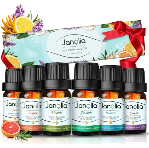 Janolia Ätherische Öle Naturrein Duftöl Set Reines Natürliche Ätherische Öle für Diffuser Pur Essential Oils für Luftbefeuchter Duftöle Geschenkset für Zuhause, Büro, Spa