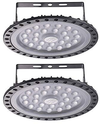 Sararoom Lámpara de Alta Bahía LED 2×100W, 6000K-6500K Blanco Frío, 8000LM Brillante Proyector Exterior IP65 UFO Industrial Iluminación Comercial para Almacén Fábrica Sótano