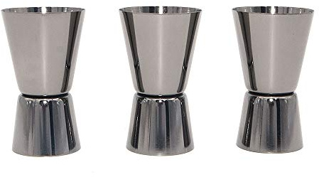 DollaTek 3Pcs 15ml/30ml Copa de cóctel de Acero Inoxidable Taza de Licor Licor Taza de medición Bartender cilíndrico Recto Mezclador de Bebidas Barra de Fiesta Herramientas Bartending - Chapado Negro