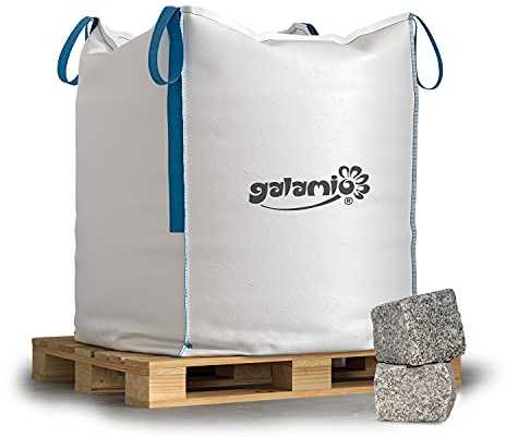 Granitpflaster Pflastersteine Kleinpflaster Granit Pflaster Stein Garten Rasenkante Naturstein Gespalten Grau 7/9cm 1.000kg BigBag / 1 Palette