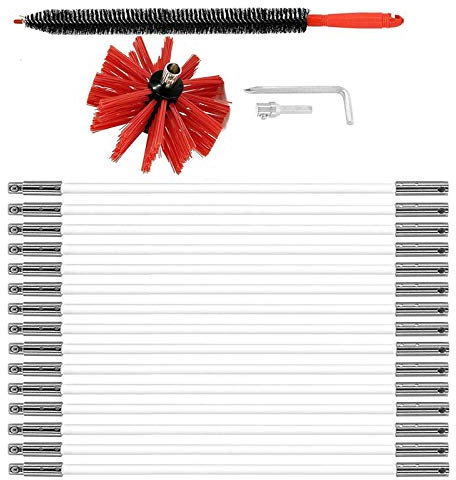 Kaminbürste Enthält Flexible Stangen Und 1 Bürstenkopf Holzofen Kaminbürsten-Kit Kaminreinigungsstab Reinigungsbürste Trockenrohr Reinigungsbürste,15 Rods