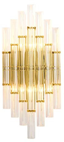 KCO Beleuchtung Kristall Wandleuchten Modern Elegant Wandleuchter Beleuchtung Metall Wandhalter Leuchten mit klarem Kristall für Schlafzimmer Wohnzimmer Esszimmer (Gold)