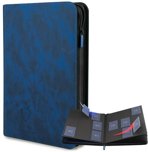 Card Guardian - Raccoglitore con 9 tasche con chiusura lampo per 504 carte, tasche laterali per giochi di carte da gioco, TCG, colore: Blu