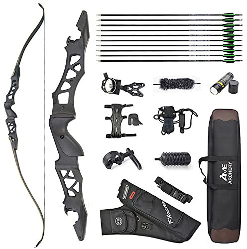 SHARROW 64 Zoll Bogenschießen Takedown Recurve Bogen und Pfeile Set Jagdbogen Zielübung Jagd Erwachsene Bogen 30-60lbs mit Carbonpfeile und Zubehör (Schwarz, 30lbs)