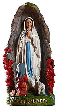 Statue Our Lady of Lourdes – 20,3 cm große Harzfigur – Heilige Bernadette und Maria Statue, Skulptur mit Handbemalung – ideales religiöses Geschenk für Taufe, Kommunion, Konfirmation, Hochzeit und