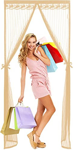 MEEYI Fliegengitter Magnet Balkontür 90x210cm, Insektenschutz Fliegengitter Klettband Selbstklebend Magnetisches Moskitonetz Atmungsaktiv Für Kinderzimmer, Beige