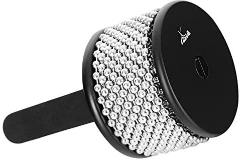 XDrum CB1-BK Cabasa Medium - Klassisches Rhythmusinstrument aus Holz - 10 Ketten à 34 Perlen - Mittlere Größe - Kann gerieben oder geschüttelt werden - Gepolsterter Griff - Schwarz