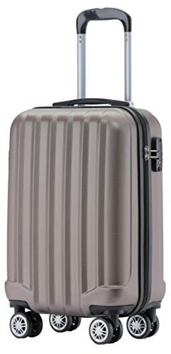 BEIBYE TSA-Schloß 2080 Hangepäck Zwillingsrollen Reisekoffer Koffer Trolley Hartschale Handgepäck M(Boardcase) (Coffee, M)