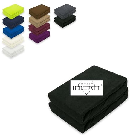EXKLUSIV HEIMTEXTIL Frottee Spannbettlaken Marke Doppelpack 90 x 200 cm 80% Baumwolle, 20% Polyester Öko - Tex Zertifiziert, Markenqualität, Matratzenhöhe bis 25 cm, Schwarz