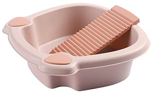 Toddmomy Washboard Basin 11.41X11.41X3.74 Inch Lightweight Laundry Tub for Hand Washing Clothes Small Delicate Garments Home Dorm Use Compact Portable