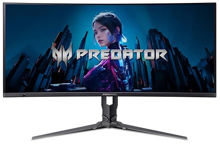 Predator X34 X5 Gaming Monitor 34 Inch (86 cm Screen) UWQHD, QD-OLED, 240Hz, 0.01ms (PRT)/0.03ms (GTG), DP 1.4, 2xHDMI 2.1, Type-C 90W, USB HUB, Curved, Height-Adjustable, FreeSync Premium Pro
