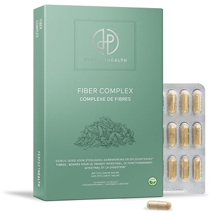 Perfect Health - Flohsamenschalen Kapseln 1500 mg - Mit Inulin Für Gesunde Darmflora - 90 Kapseln - 100 % vegane Ballaststoffe - Psyllium Husk - Clean Label - Ohne Zusatzstoffe