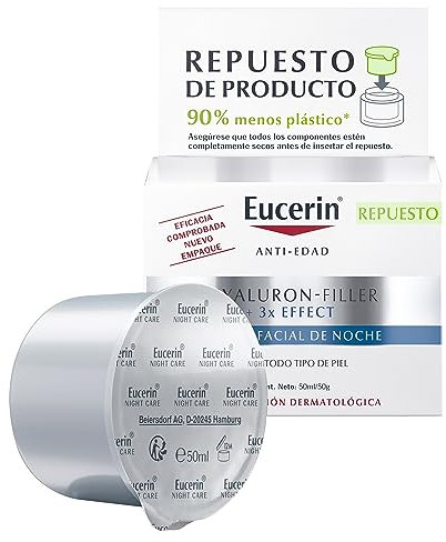 Eucerin Hyaluron-Filler Recarga para Crema de Noche (50 ml), crema antiedad con Ácido Hialurónico para regenerar la piel por la noche, acción antiarrugas y antioxidante, para todo tipo de piel