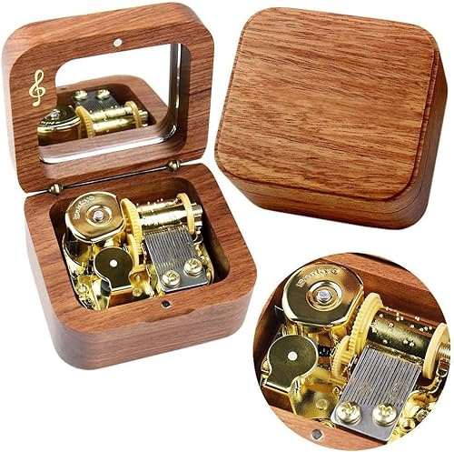 Sinzyo Beauty and The Beast Vintage Holz mechanische Spieluhr Weihnachten, Geburtstag, (Palisanderholz Musical Note)