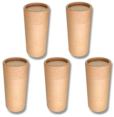 VanEco - Leer Hülsen & Tiegel aus Kraftpapier für Lippenstift, Deo, Salbe - Lippenpflege + Creme selber machen - Set Hülse & Dose aus Pappe Mix für nachhaltige DIY Naturkosmetik (65ml - 5x (FT))
