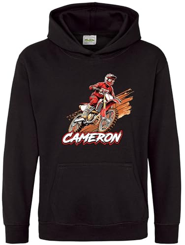 Purple Print House Personalised Motorcycle Boys Hoodie Motorbikes Motocross Off Road Kids Hoody