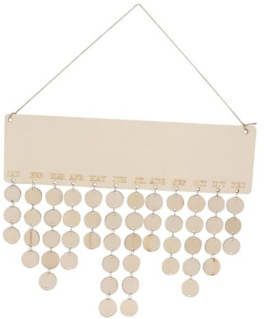 CAXUSD Holz-wandkalender Diy Mit Runden Holzscheiben Hängender Countdown Kalender Aus Natürlichem Holzblock Kreative Wohnraumdekoration Und Datumsanzeige Vielseitig Gestaltbar