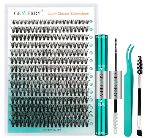 GEMERRY 30D 10-18mm Kit Pestañas Postizas Individuales DIY Kit | Extensión De Pestañas Individuales Pestañas Pelo a Pelo y Pegamento Pinzas Extension Pestañas Kit(30D-0.07D-10-18mm-Set)