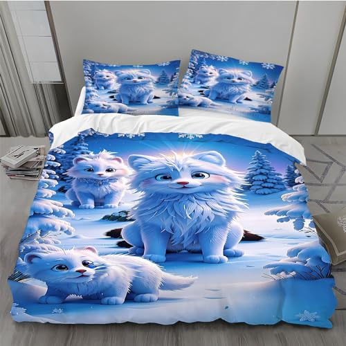 BAIL Housse de Couette 240 x 260 Flocon De Neige Housse Couette Très Doux Parure de Lit Adulte en Microfibr 2 Taies d'oreiller 65 x 65 cm Convient pour Chambre