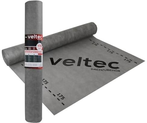 Dachunterspannbahn, Dachfolie, Unterdeckbahn, Dampfsperre, Unterspannbahn 1,5m x 10m,25m,50m Unterdeckbahn VELTEC 175 g/m² Rolle 75m² Dach (37,5m² (25m x 1,5m))