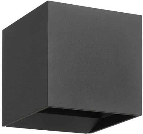 EGLO LED utomhuslampa Calpino 3, utomhusvägglampa med uppåt- och nedåtriktad belysning, utomhusvägglampa av metall i antracit, utomhuslampa varmvit, IP54