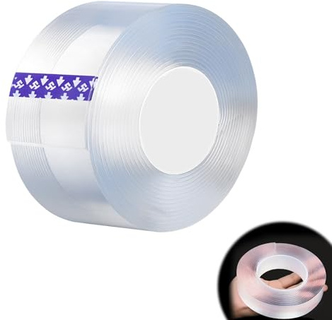 kingsea Extra Stark Doppelseitiges Klebeband Wiederverwendbares Klebeband Transparentes Nano Tape Mehrzweck Doppelseitiges Klebeband, 5cm x 3m